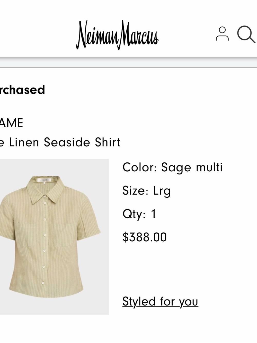 Brand new with tags FRAME The Linen Seaside Shirt in Sage Multi, size Large.